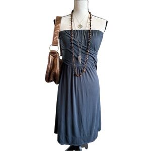 THE LIMITED Strapless Charcoal Gray Ruched Knit Boho Mini Dress/Cover Up | S/M